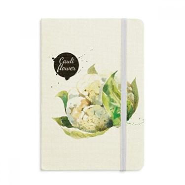 Imagem de Caderno de aquarela com estampa de couve-flor vegetal saboroso e saudável em tecido com capa dura
