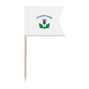 Imagem de Sinalizadores escoceses de palito de dente com cardo representante para festas, bolos, alimentos, queijos