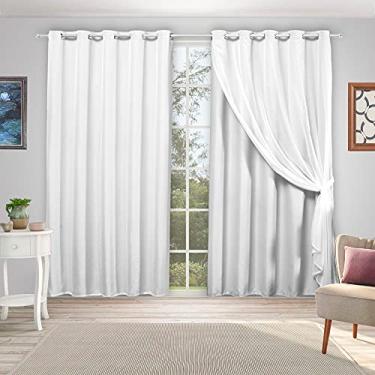 Imagem de Cortina Blackout Branca Gelo em Tecido com Voil 5 Metros