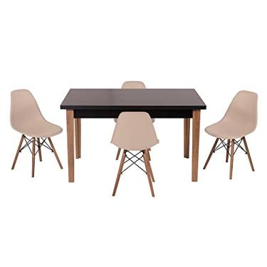 Imagem de Conjunto Mesa de Jantar Luiza 135cm Preta com 4 Cadeiras Eames Eiffel - Nude