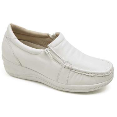 Imagem de Sapato Feminino Mocassim Comfort Anatomico Enfermagem Dentista Branco