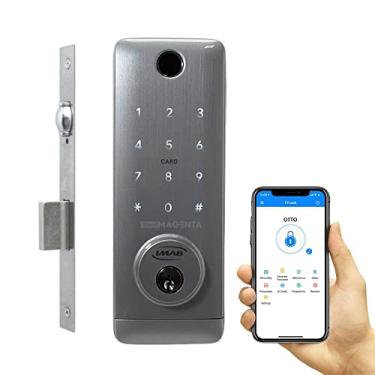 Imagem de Fechadura Digital Imab D100 Prata Rolete Bluetooth - Senha, Biometria e Cartão