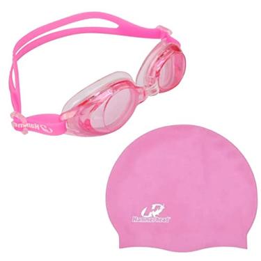 Imagem de Kit Natação Touca Silicone e Óculos Hammerhead com Vedação Cor:Rosa;Tamanho:Único;Gênero:Unissex