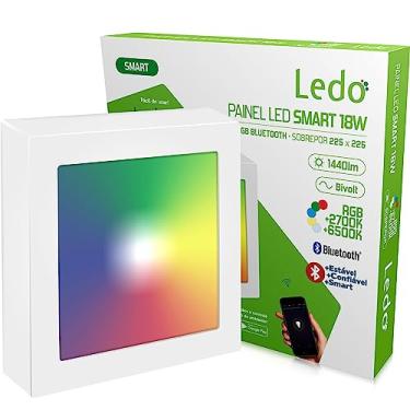 Imagem de Painel Inteligente Led Smart 18W RGBWA Bluetooth Quadrado Sobrepor Ledo