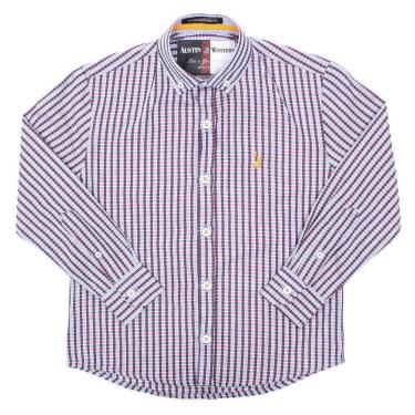 Imagem de Camisa Infantil Xadrez Roxa Manga Longa Austin Western 32697