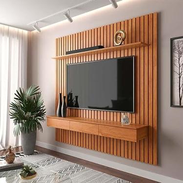 Imagem de Painel Ripado 180x184cm Para Tv 75 Polegadas Antares Patrimar Cinamomo