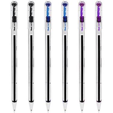 Imagem de Pentel Excelente caneta esferográfica esferográfica 0,7 mm ponta 0,25 mm largura da linha fina tinta recarregável BK77 - pacote com 6 - tinta preta, azul e violeta