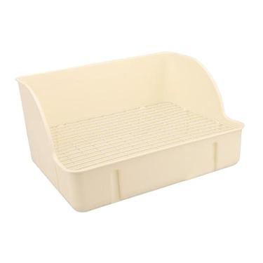 Imagem de Bothyi Caixa de areia de coelho para gaiola gaiola banheiro caixa de cama anti respingos pequenos animais bandeja de areia comadre penico treinador pet, BRANCO