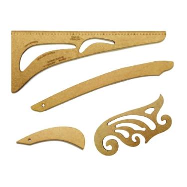 Imagem de Kit Régua Conjunto Curva Francesa e Cavas Costura Profissional Modelagem 4 pçs