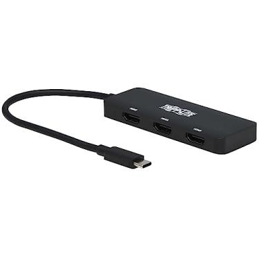 Imagem de Tripp Lite Adaptador HDMI de dois monitores USB-C, Windows e MacBook Pro, 4K @ 60Hz 4:4:4 saída única/30Hz dupla saída, 7.1 canais de áudio, HDCP 2.2, HDR, DP 1.4 Alt Mode