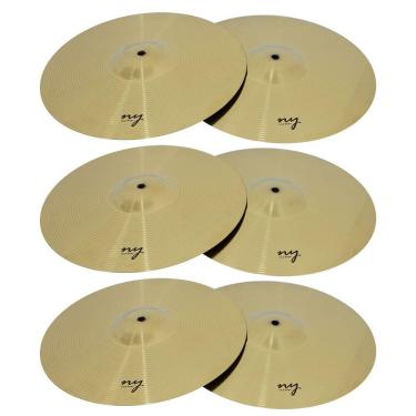 Imagem de Kit 3 Pares de Pratos de Bateria Chimbal 14" Liga de Aço New York