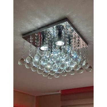 Imagem de Lustre Pendente De Cristal Com Base De Inox Espelhado 30x30