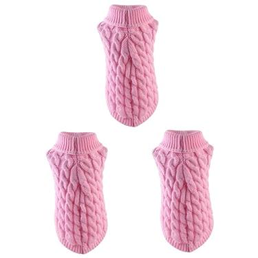 Imagem de FOMIYES 3 Pecas vestidos para o inverno roupas rosa suéter de natal roupas de malha roupas de cachorro roupas de festa para animais de estimação mantenha morno vestuário chapéu de malha