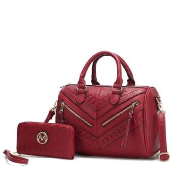 Imagem de MKF Collection Bolsa feminina com carteira, couro vegano, alça superior, bolsa tiracolo, Lara Red
