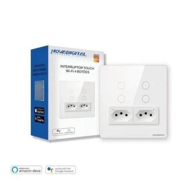 Imagem de Interruptor Tomada 4X4 Touch 4 Botões Google Alexa