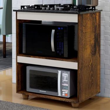 Imagem de Armário de Cozinha para Cooktop 5 Bocas Turim Ypê/Off White - Kaiki Móveis