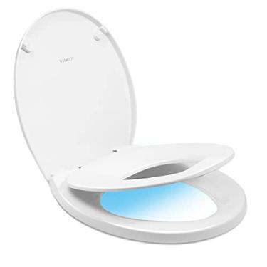 Imagem de Assento de vaso sanitário redondo com assento de fechamento lento, fácil de limpar, plástico, branco, vaso sanitário redondo padrão adequado