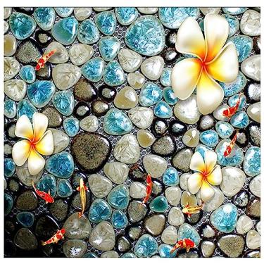 Imagem de TUYIFA Pintura de piso de azulejo de pedra colorida para parede de fundo de pintura tridimensional (material de PVC autoadesivo)