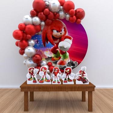 Imagem de Kit Decoração Painel Redondo Festa de Aniversário Infantil Knuckles Sonic