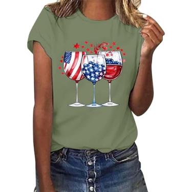 Imagem de 4th of July Shirts Women 2024 Patriotic Tops Summer Loose Casual Camiseta Independence Day Festival Sair Blusas, Z01 Verde militar, XXG