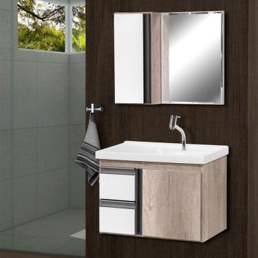 Imagem de Gabinete de Banheiro com Espelheira Kit Cuiabá 60cm