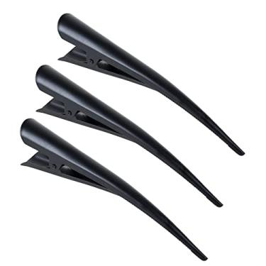 Imagem de Pacote com 3 grampos de cabelo de jacaré de metal forte com força de mordida preta de 13,5 cm, presilhas de cabelo com dentes e grampos de cabelo elegantes para mulheres, acessórios de joias de cabelo