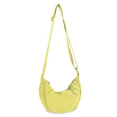Imagem de Bolsa tiracolo de nylon, crescente, bolsas masculinas e femininas modernas, bolsa transversal pequena, estilo Hobo, Amarelo manteiga, Small, Casual