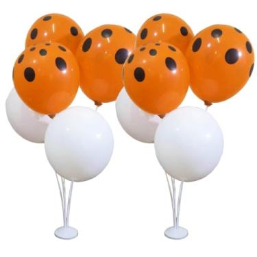 Imagem de kit 02 Suportes Balão 10 Bexigas/Varetas Haste pega Centro Mesa Desmontável com Base Enfeite Decoração Festas 45cm