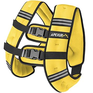 Imagem de APEXUP Colete masculino pesado de 13,6 kg com faixa refletiva, colete pesado para mulheres equipamento de treino para corrida de treinamento de força (Amarelo)