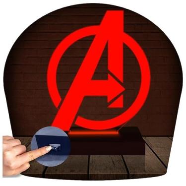 Imagem de Luminária Led 3d | Vingadores Avengers Marvel | Abajur Vermelho