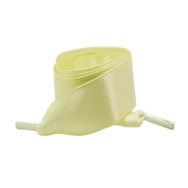 Imagem de 1Pair Satin Shoe Laces Flat Silk Ribbon Shoelaces Width Boots Sneakers Laces For Shoes Length (Color : Bright yellow, Size : 100cm)