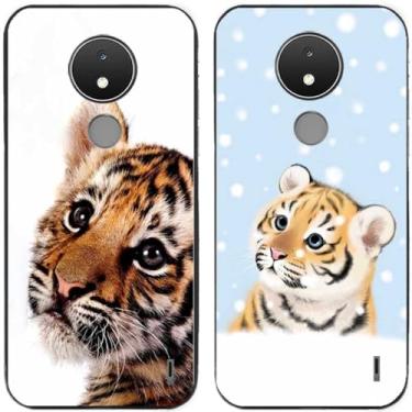 Imagem de 2 peças de capa de telefone traseira de silicone em gel TPU com estampa de tigre para Nokia (Nokia C21)