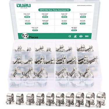 Imagem de OURU Kit sortido de mini braçadeiras de mangueira de injeção de combustível, 52 peças, 10 tamanhos 304 de aço inoxidável, braçadeira de mangueira de combustível de combustível, clipes de mangueira ajustáveis para automóveis, tubo de gasolina diesel