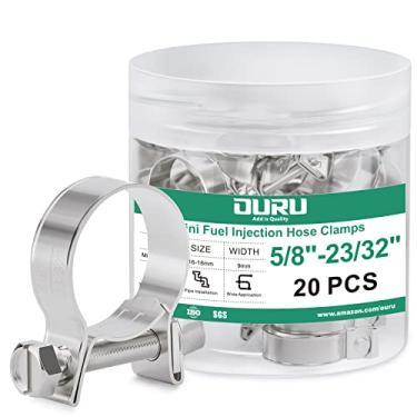 Imagem de OURU 20 peças mini braçadeiras de mangueira de injeção de combustível, ajustáveis 5/8"-23/32" (16-18 mm) 304 braçadeira de mangueira de linha de gás de combustível de aço inoxidável, clipes de mangueira de tubo para automotivo, tubo de gasolina diesel