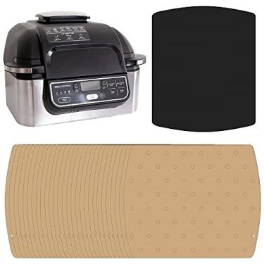 Imagem de Papel pergaminho cru para fritadeira Air Fryer para grelha Ninja Foodi 5 em 1 AG301, acessórios Ninja Foodi, acessórios para fritadeira a ar, 100 peças de forros para fritadeira a ar, panelas de tapete resistente ao calor da INFRAOVENS