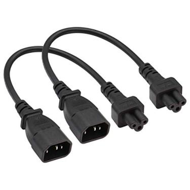 Imagem de AAOTOKK (Pacote com 2) Cabo CA C14 para C5, 10A 125V IEC 3 polos macho para Mickey Mouse adaptador de alimentação fêmea de 3 polos, conversor CA C5 para C14 para conversor de receptáculo de laptop