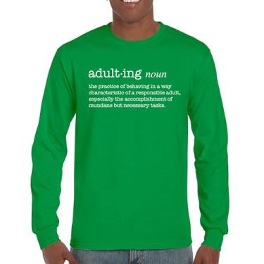 Imagem de Camiseta de manga comprida com definição de adulto divertida Life is Hard Humor Parenting Responsibility 18th Birthday Gen X, Verde, P