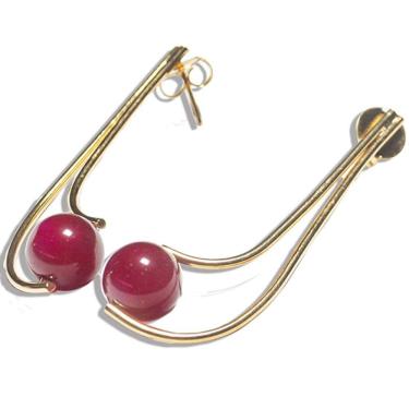 Imagem de Brinco Boomerang Pedra Agata Rosa Montagem Banho Dourado