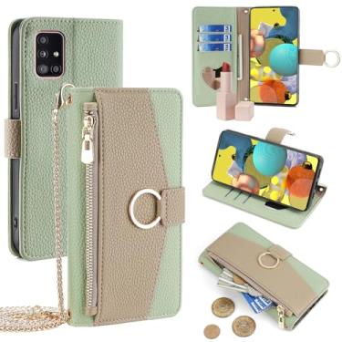 Imagem de YOUULAR Capa carteira com alça transversal compatível com Samsung Galaxy M01 Core/A01 Core/A3 Core, bolsa magnética com zíper, bolso com zíper, capa flip de couro PU à prova de choque com suporte