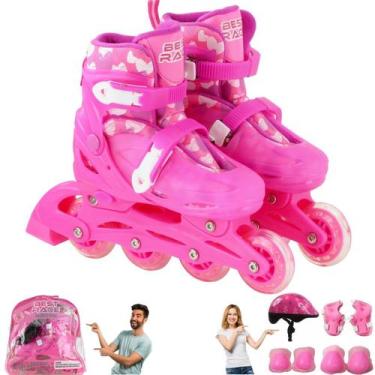 Imagem de Patins Roller Completo Infantil Quad Menina Rosa Pink Sou Lunatam 36 A