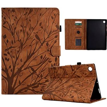 Imagem de Capa vintage para tablet compatível com Samsung Galaxy Tab A9 de 8,7 polegadas, couro PU premium, visualização em vários ângulos com 2 compartimentos para cartão de crédito(Brown)