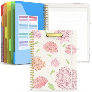 Imagem de Sooez Prancheta de transferência com bloco de notas recarregável, pasta com 10 bolsos de armazenamento para tamanho carta, caderno de prancheta espiral, portfólio fofo para escola, escritório e