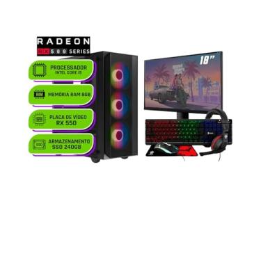 Imagem de PC Gamer Alligator Shop Intel Core i5 3470, Radeon RX 550 4GB, Memoria 8Gb,DDR3, SSD 240GB, Monitor 18 Polegadas