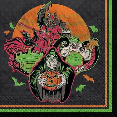 Imagem de Amscan Guardanapos de bebidas Disney Halloween Villains - 36 unidades | Guardanapos de papel assustadores de 12,7 cm x 12,7 cm, multicoloridos