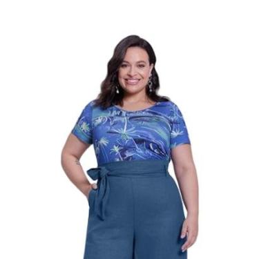 Imagem de Blusa Plus Size Lunender Viscose Azul Tam. G-Feminino