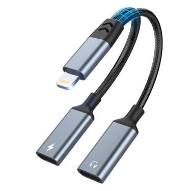 Imagem de Opluz Adaptador de fone de ouvido Lightning duplo para iPhone divisor de áudio e carregamento [certificado MFI] compatível com iPhone 14/13/12/11/XS/XR/8/7/6/iPad