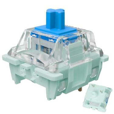 Imagem de Interruptor de teclado azul clicky pré-lubrificado série Jade Gateron, interruptor de mola dupla de 3 pinos 60gf, para teclado mecânico MX Gaming (azul jade, 90 peças)