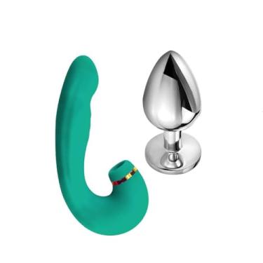 Imagem de Kit Sexshop Vibrador 3 em 1 Suga Chupa CLitories e Seios Penetração ate o Ponto G e Plug Anal para Estimulação sexual Completa