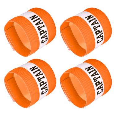 Imagem de YOKIVE Braçadeira de capitão de 4 peças, emblema de braço protetor de nylon, flexibilidade ajustável, ótimo para treinamento de equipe, competições (laranja, 11,8 x 3,5 polegadas)