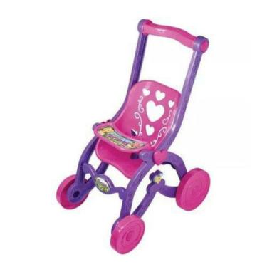 Imagem de Carrinho de Boneca Brinquemix Florzinha Rosa e Lilás 60cm
